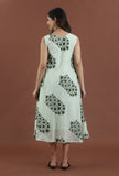 Sage Green Floral Printed Flared Maxi Dress