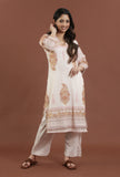 Printed cotton straight kurta artisan everyday ethnic on a female model