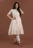 Hand Block Printed Cotton Anarkali Style Kurta