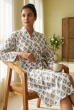 Monochrome Bloom Cotton Kimono