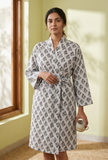 Monochrome Bloom Cotton Kimono
