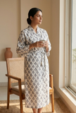 Monochrome Bloom Cotton Kimono