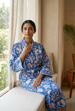 Indigo Botanical Print Lounge Kimono