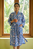 Indigo Botanical Print Lounge Kimono