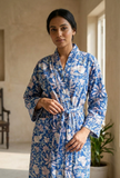 Indigo Botanical Print Lounge Kimono
