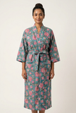 Elegant Teal Botanical Kimono