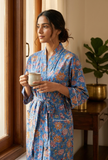 Royal Azure Botanical Kimono
