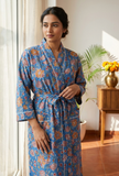 Royal Azure Botanical Kimono