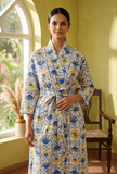 Sunflower Indigo Handblock Printed Kimono