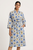 Sunflower Indigo Handblock Printed Kimono