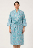 Turquoise Botanical Print Kimono