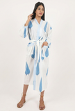 Minimal Indigo Leaf Handblock Printed Cotton Kimono