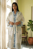 Pastel Blue Handblock Printed Kimono