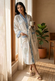 Pastel Blue Handblock Printed Kimono