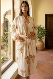 Classic Ivory Botanical Handblock Printed Cotton Kimono