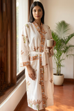 Classic Ivory Botanical Handblock Printed Cotton Kimono