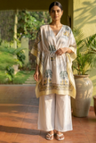 White & Yellow Tropical Print Kaftan Dress