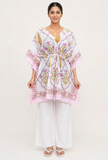 Ivory Pink Floral Printed Kaftan Dress
