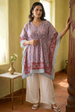 Lilac Paisley Printed Kaftan Dress