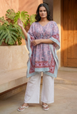 Lilac Paisley Printed Kaftan Dress