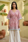 Blush Pink Paisley Printed Kaftan Dress