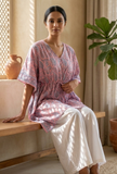 Blush Pink Paisley Printed Kaftan Dress