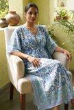 Azure Paisley Printed Kaftan Dress