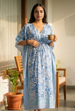 Azure Paisley Printed Kaftan Dress