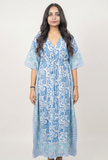Azure Paisley Printed Kaftan Dress