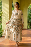 Palm Bloom Handblock Printed Cotton Midi Dress