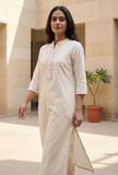 Ivory Whisper Straight Cotton Kurta Dress