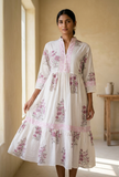 Blush Meadow Floral Tiered Cotton Dress