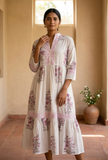 Blush Meadow Floral Tiered Cotton Dress