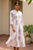 Blush Meadow Floral Tiered Cotton Dress