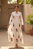 Crimson Bloom Handblock Printed Cotton Maxi Dress