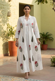 Crimson Bloom Handblock Printed Cotton Maxi Dress