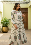 Orchard Bloom Handblock Printed Cotton Maxi Dress