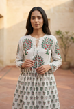 Orchard Bloom Handblock Printed Cotton Maxi Dress