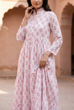 Blush Petal Tiered Cotton Maxi Dress