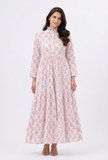 Blush Petal Tiered Cotton Maxi Dress