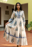 Azure Bloom Tiered Cotton Maxi Dress