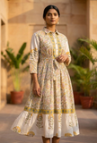 Meadow Vine Belted Cotton Midi Dress