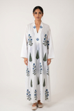 Sapphire Cypress Handblock Printed Cotton Kaftan Dress