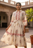 Rosewood Paisley Belted Cotton Midi Dress