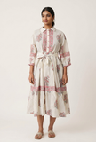 Rosewood Paisley Belted Cotton Midi Dress