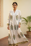 Golden Meadow Handblock Printed Cotton Kaftan Dress
