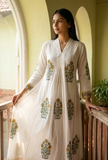 Golden Meadow Handblock Printed Cotton Kaftan Dress
