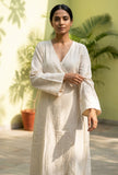 Natural Beige Cotton Flex Wrap Midi Dress
