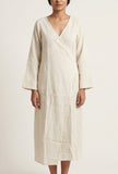 Natural Beige Cotton Flex Wrap Midi Dress