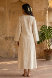 Natural Beige Cotton Flex Wrap Midi Dress